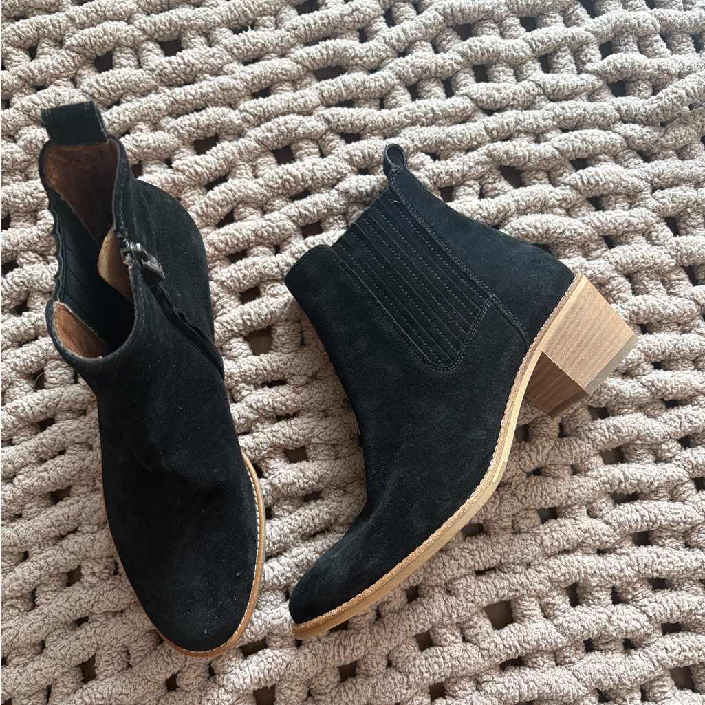 Paul Green Sante Black Suede Side Zip Ankle Boot Booties 7.5 Women’s 5 Uk Nwot